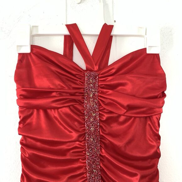 Beata Studios Womens Medium Dress Halter Red Beaded 90s Y2K Whimsy Dark Romantic - Picture 2 of 9